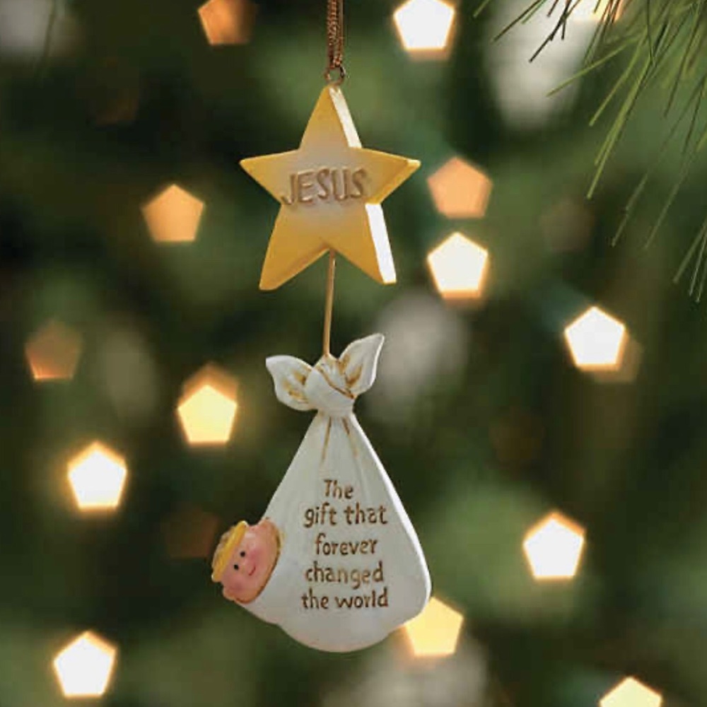 10 Jesus is the Gift That Changed‎ the World Christmas tree ornaments